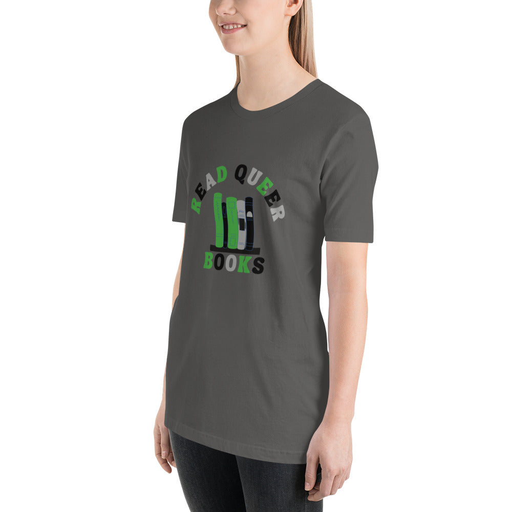 Read Queer Books Unisex T-Shirt (Aromantic Colors)