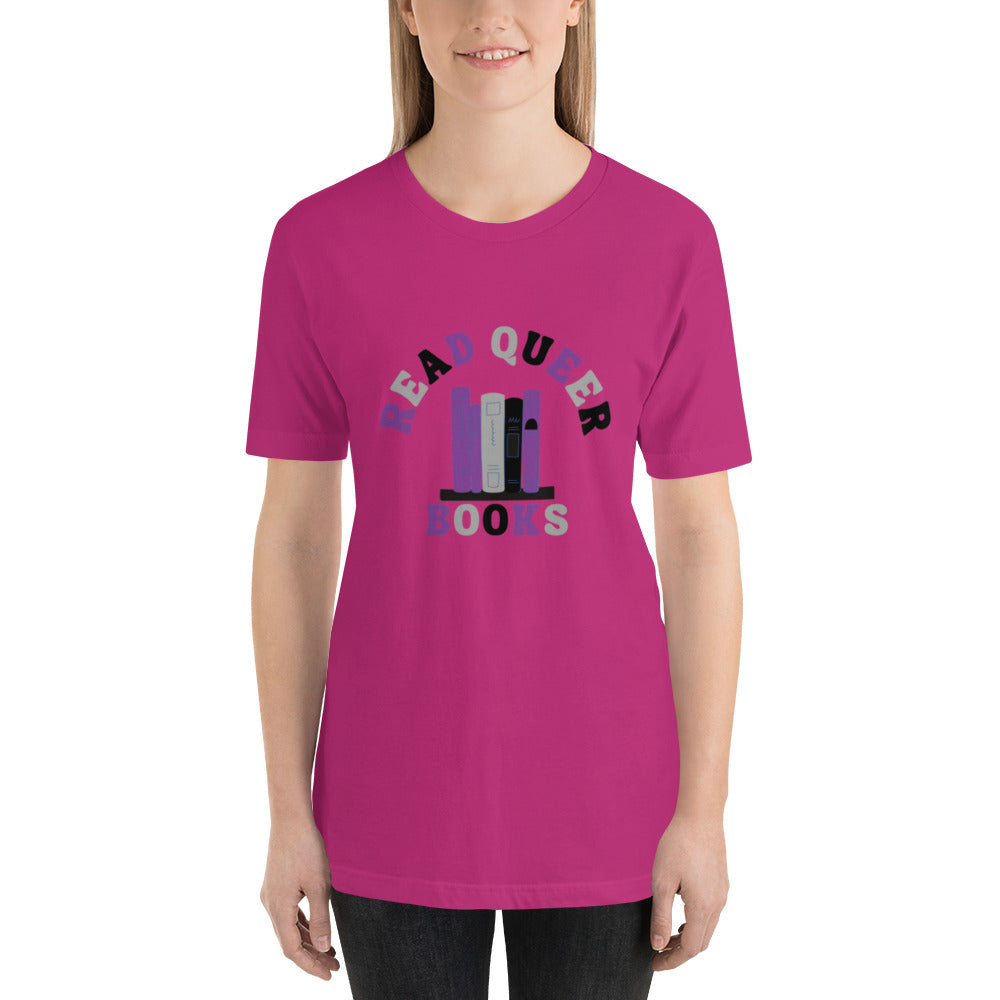 Read Queer Books Unisex T-Shirt (Asexual Colors)