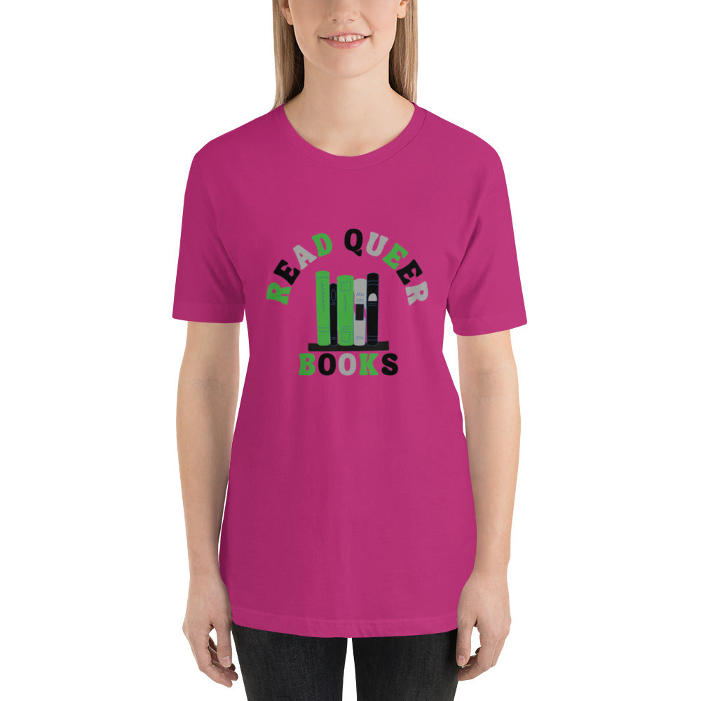 Read Queer Books Unisex T-Shirt (Aromantic Colors)