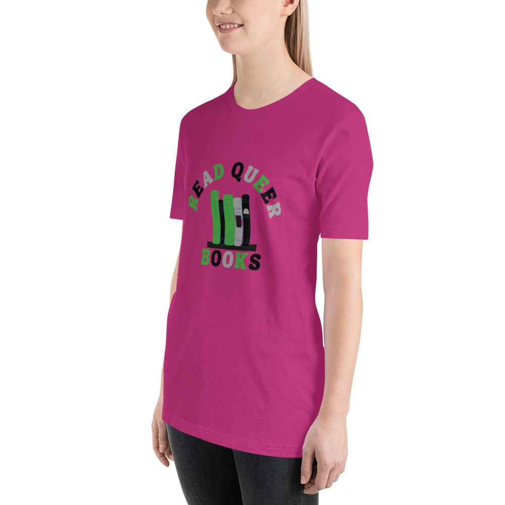 Read Queer Books Unisex T-Shirt (Aromantic Colors)