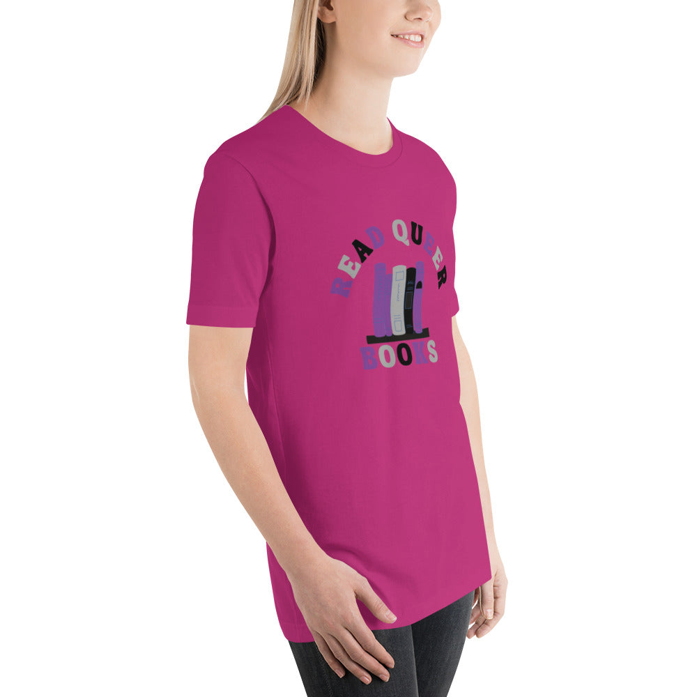 Read Queer Books Unisex T-Shirt (Asexual Colors)