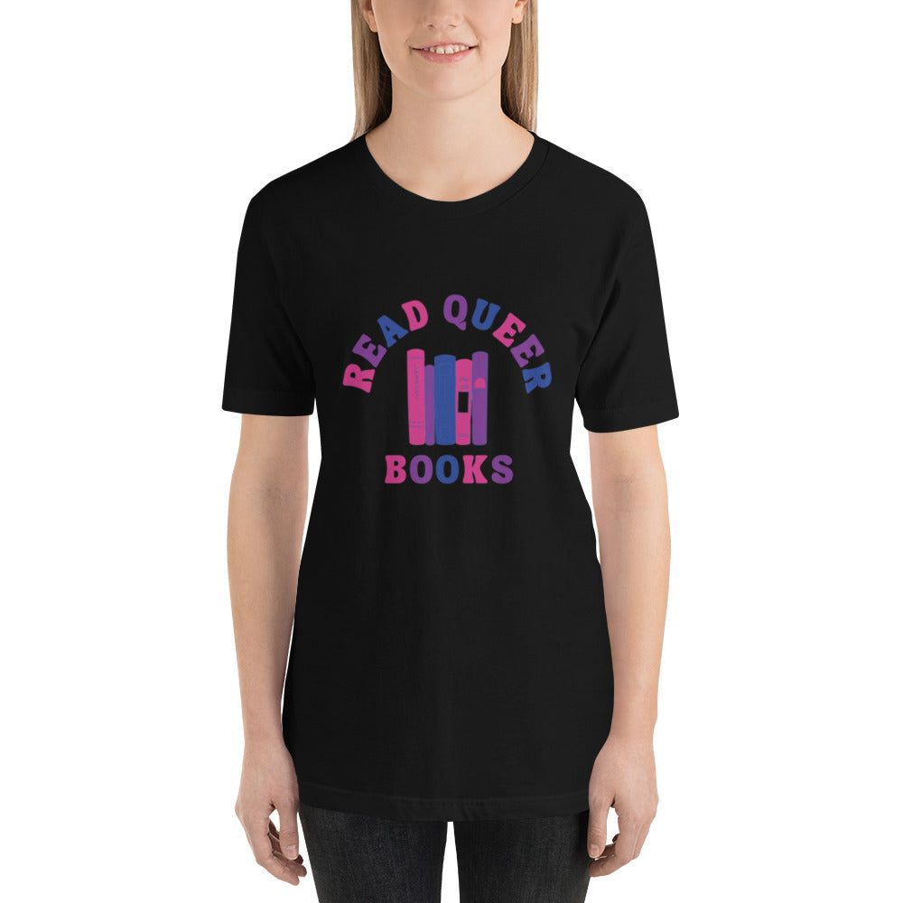 Read Queer Books Unisex T-Shirt (Bisexual Colors)