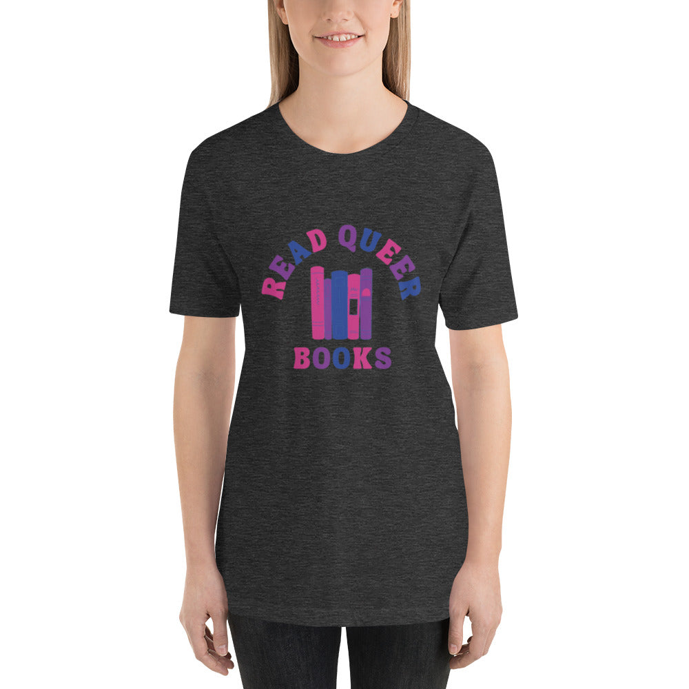 Read Queer Books Unisex T-Shirt (Bisexual Colors)