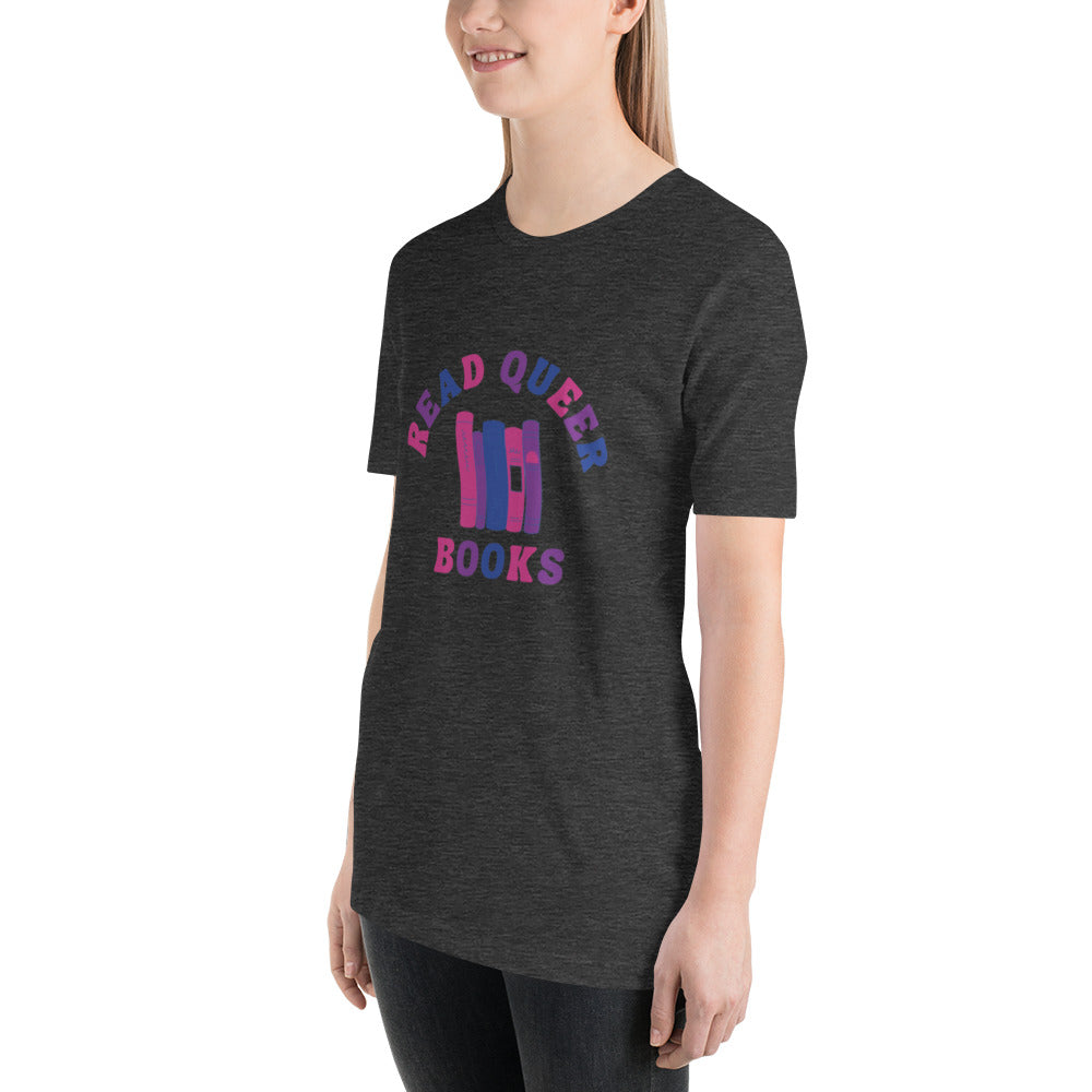 Read Queer Books Unisex T-Shirt (Bisexual Colors)