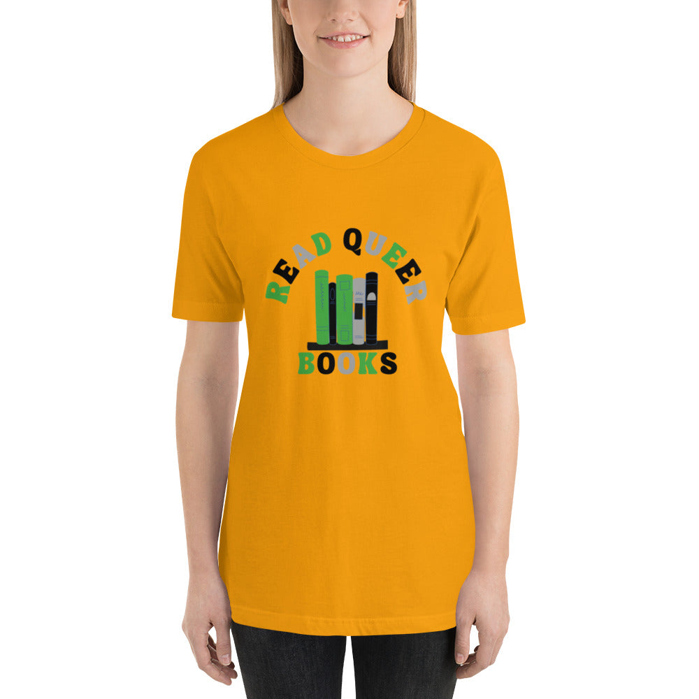 Read Queer Books Unisex T-Shirt (Aromantic Colors)