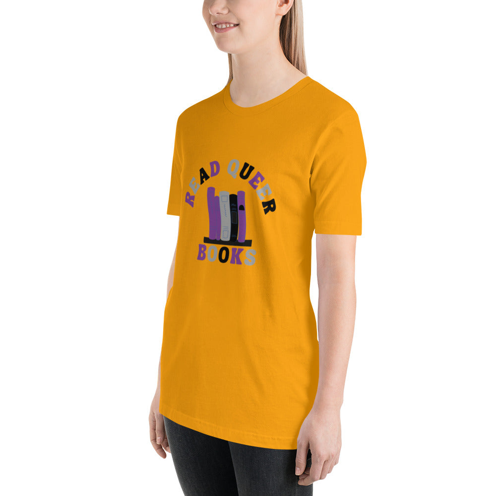 Read Queer Books Unisex T-Shirt (Asexual Colors)