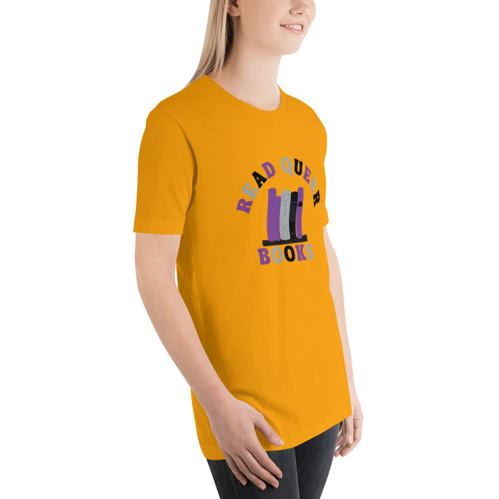 Read Queer Books Unisex T-Shirt (Asexual Colors)