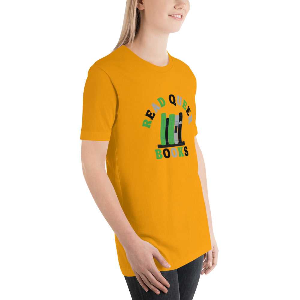 Read Queer Books Unisex T-Shirt (Aromantic Colors)