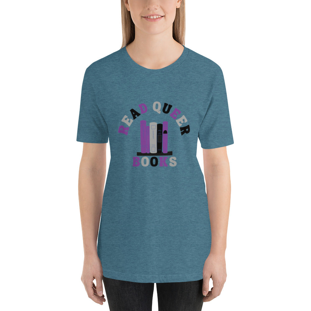 Read Queer Books Unisex T-Shirt (Asexual Colors)