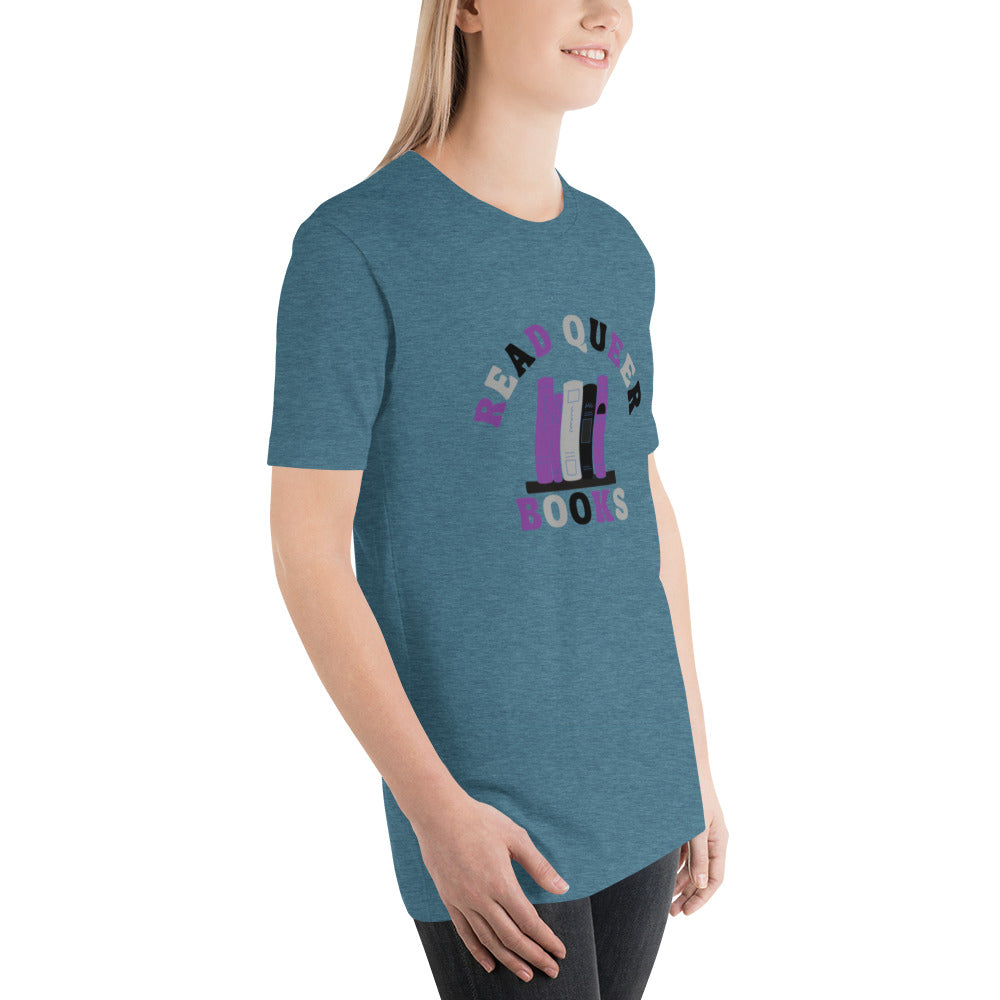 Read Queer Books Unisex T-Shirt (Asexual Colors)