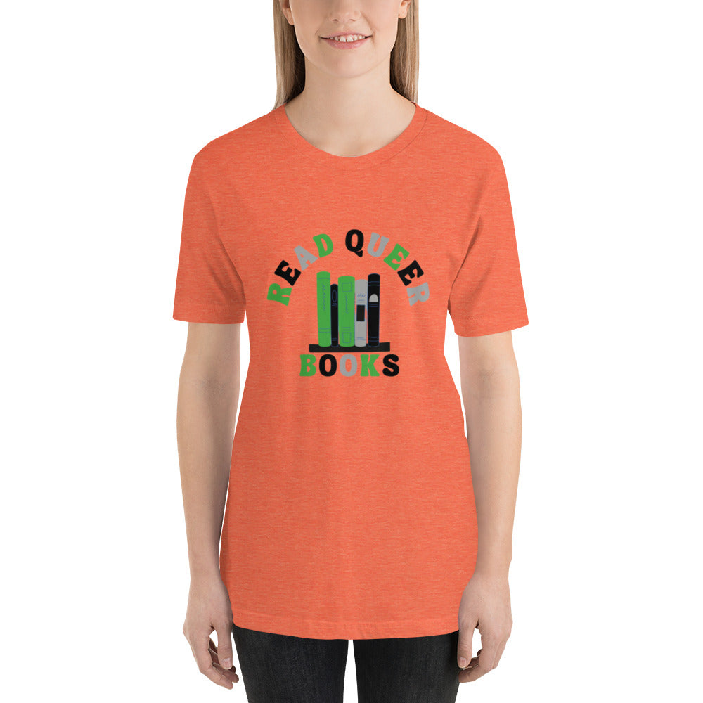 Read Queer Books Unisex T-Shirt (Aromantic Colors)