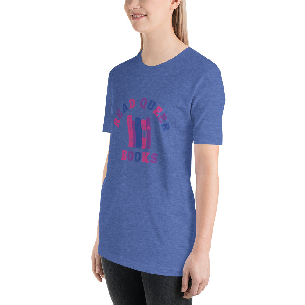 Read Queer Books Unisex T-Shirt (Bisexual Colors)