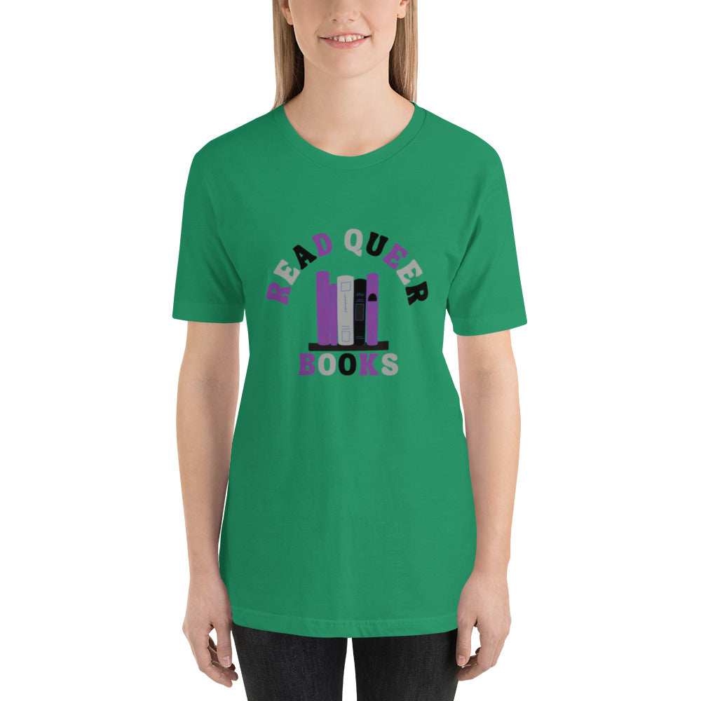 Read Queer Books Unisex T-Shirt (Asexual Colors)