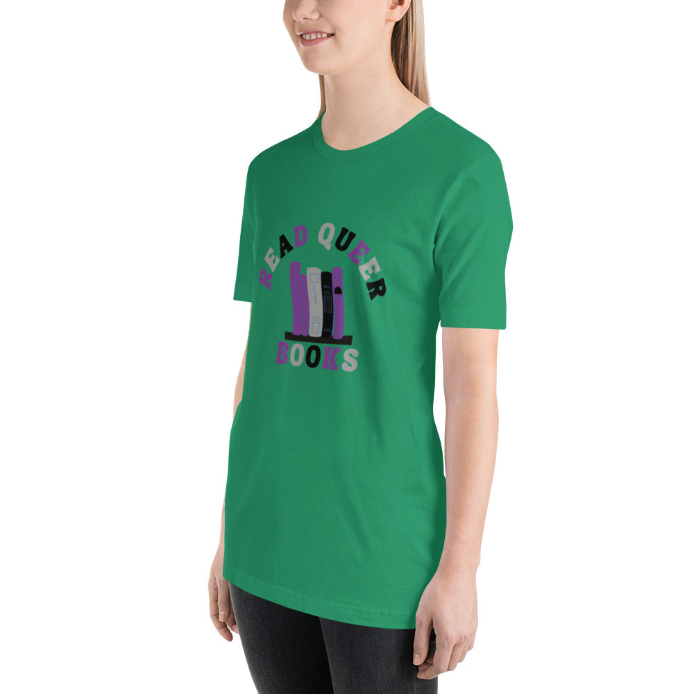 Read Queer Books Unisex T-Shirt (Asexual Colors)