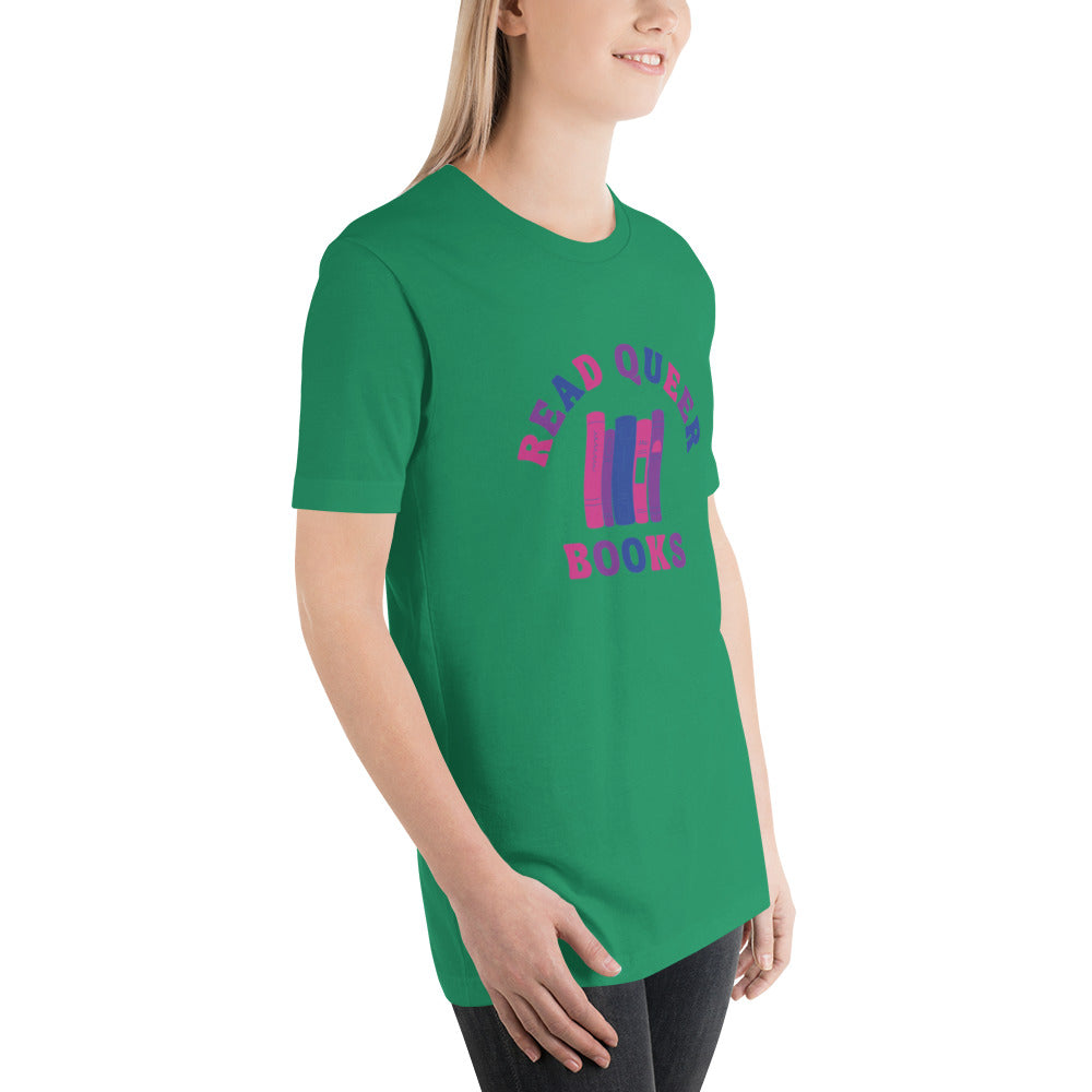 Read Queer Books Unisex T-Shirt (Bisexual Colors)