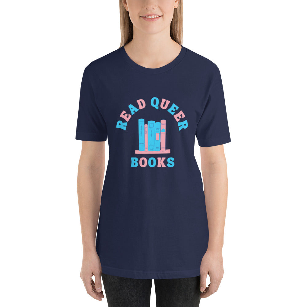 Read Queer Books Unisex T-Shirt (Transgender Colors)