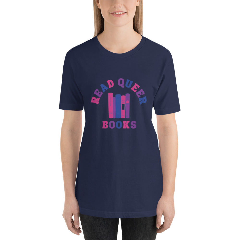 Read Queer Books Unisex T-Shirt (Bisexual Colors)