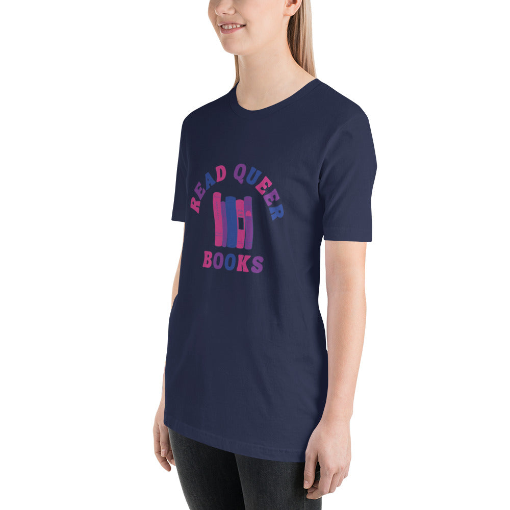 Read Queer Books Unisex T-Shirt (Bisexual Colors)