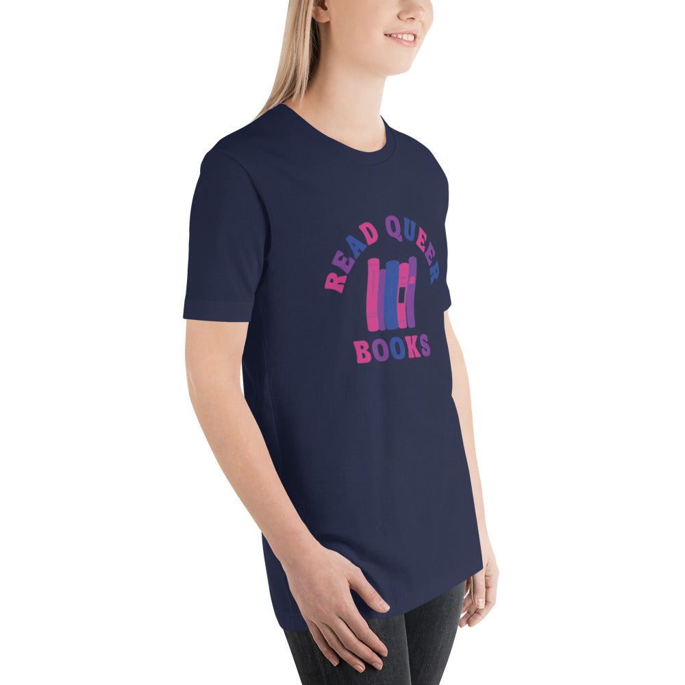 Read Queer Books Unisex T-Shirt (Bisexual Colors)