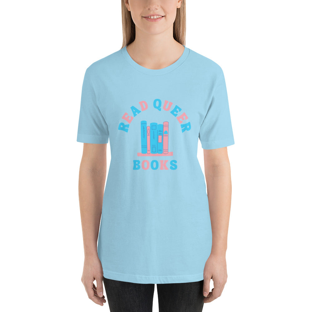 Read Queer Books Unisex T-Shirt (Transgender Colors)