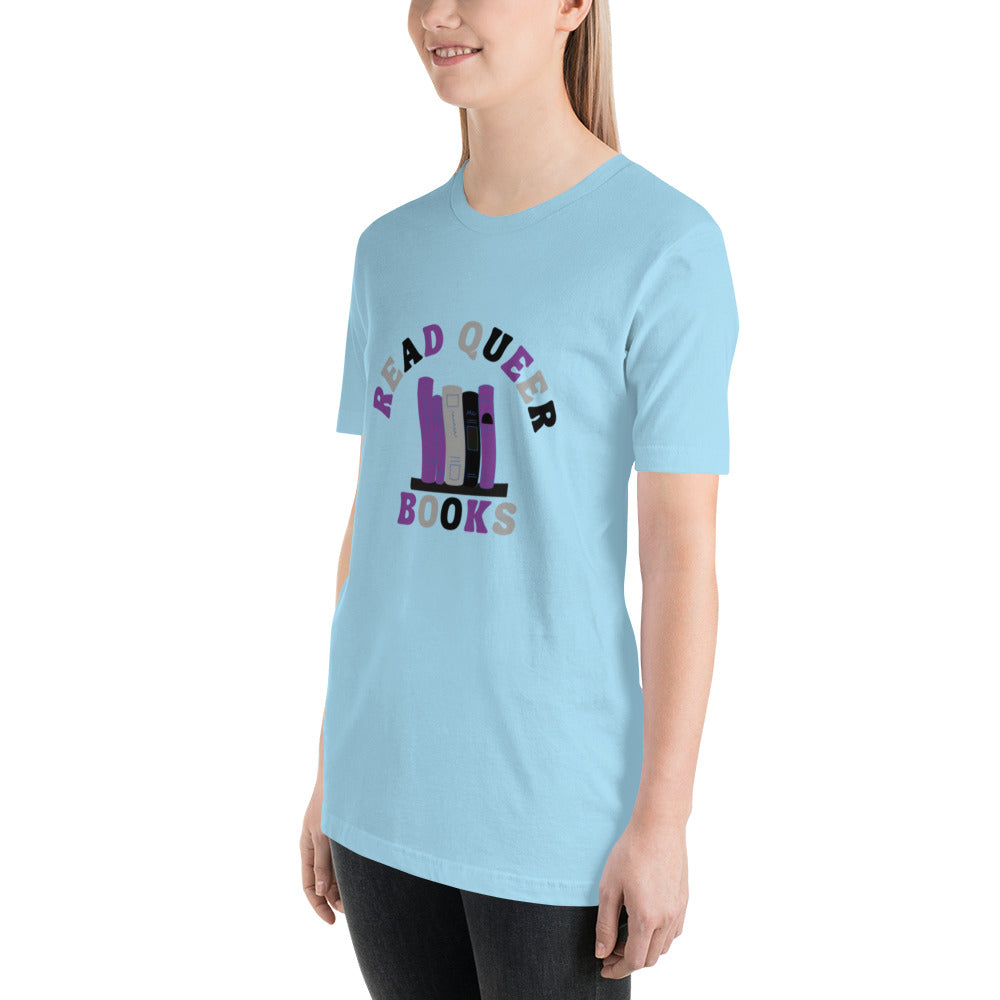 Read Queer Books Unisex T-Shirt (Asexual Colors)