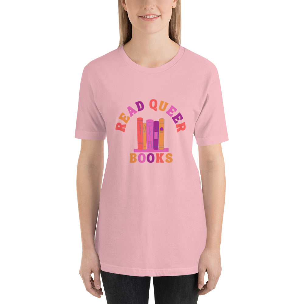 Read Queer Books Unisex T-Shirt (Lesbian Colors)