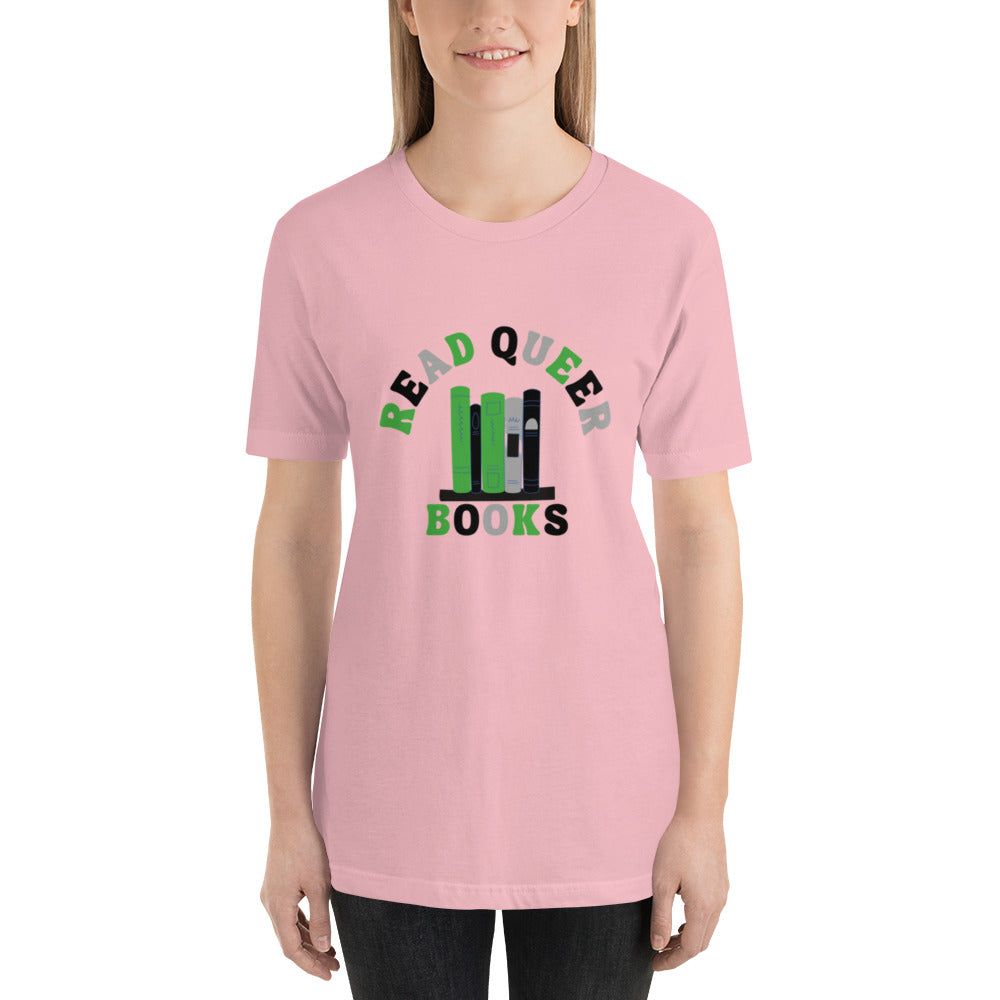Read Queer Books Unisex T-Shirt (Aromantic Colors)