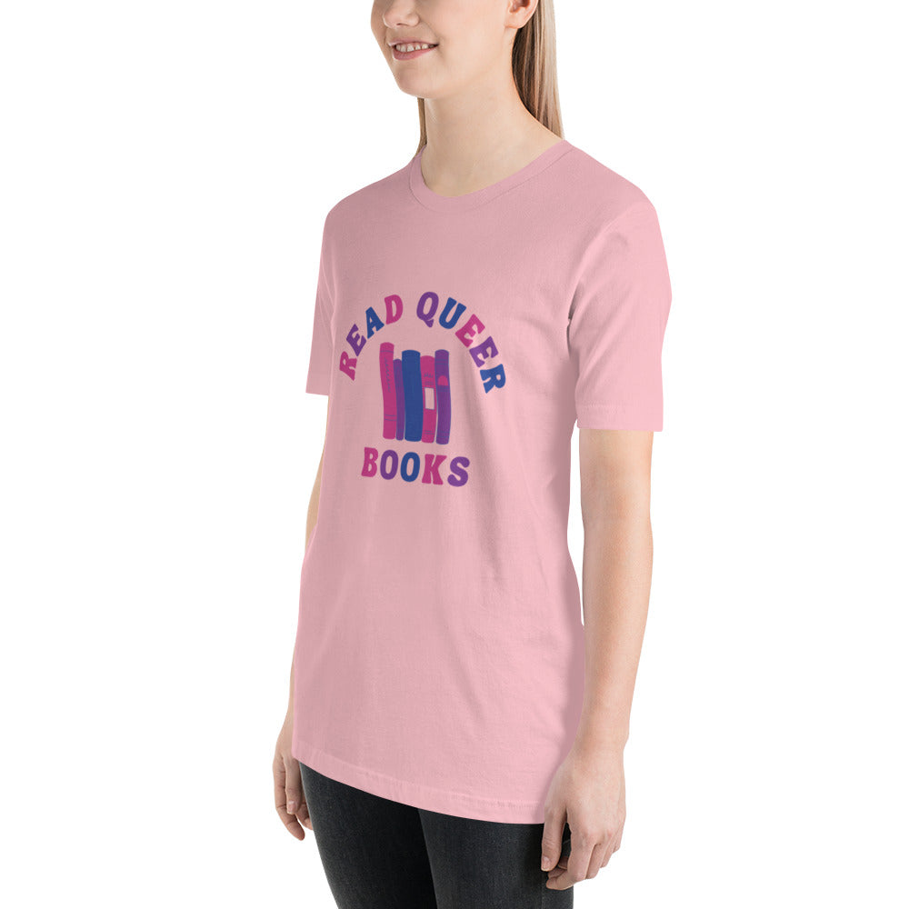 Read Queer Books Unisex T-Shirt (Bisexual Colors)