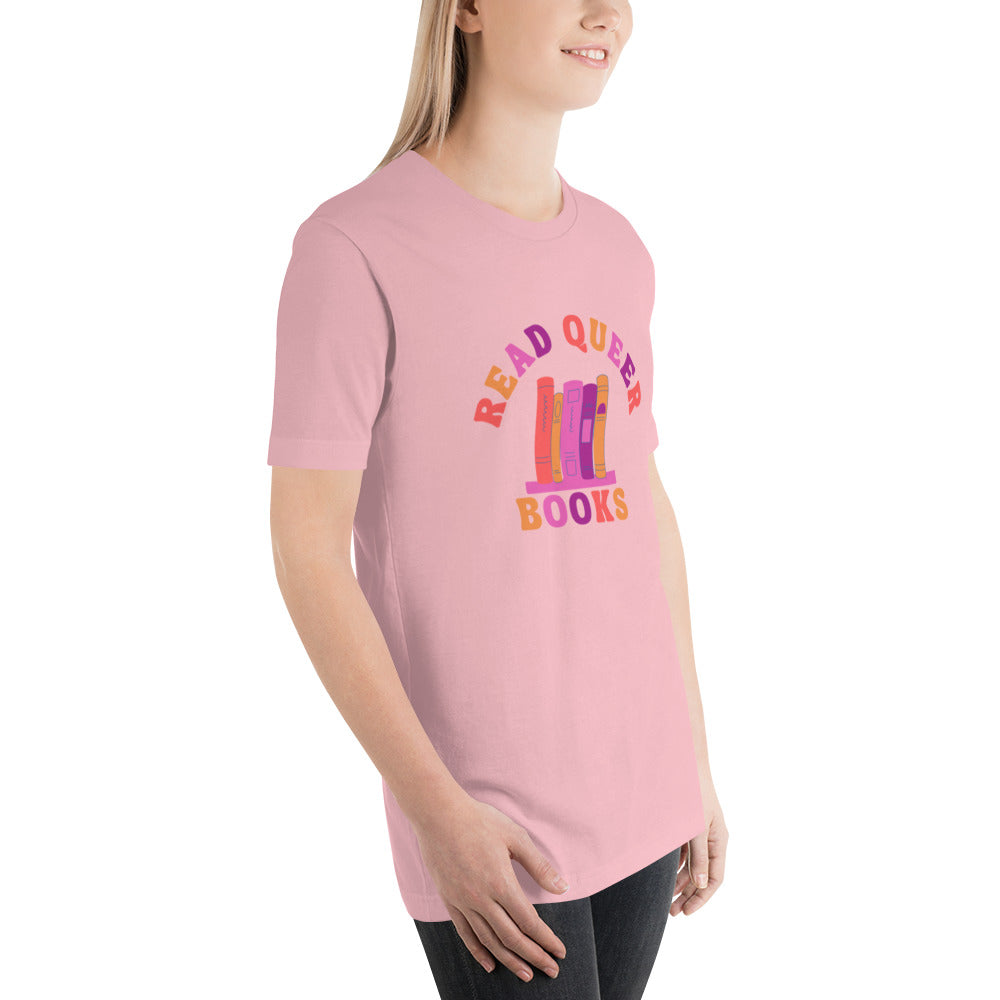 Read Queer Books Unisex T-Shirt (Lesbian Colors)