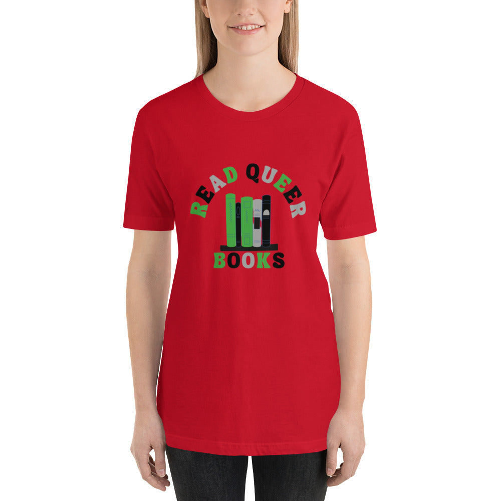 Read Queer Books Unisex T-Shirt (Aromantic Colors)