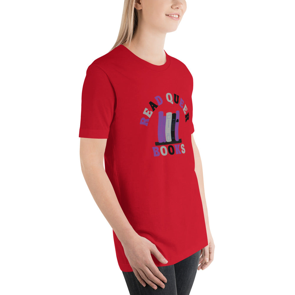 Read Queer Books Unisex T-Shirt (Asexual Colors)