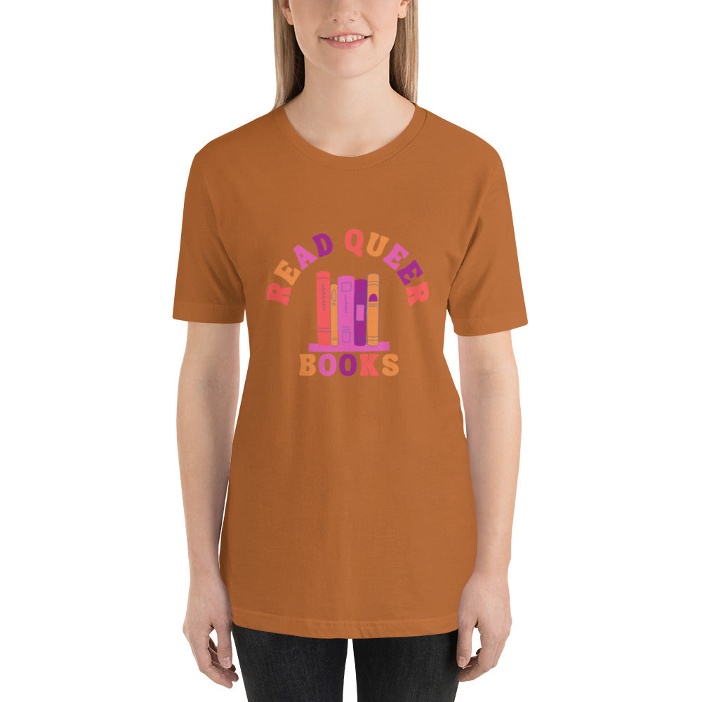 Read Queer Books Unisex T-Shirt (Lesbian Colors)