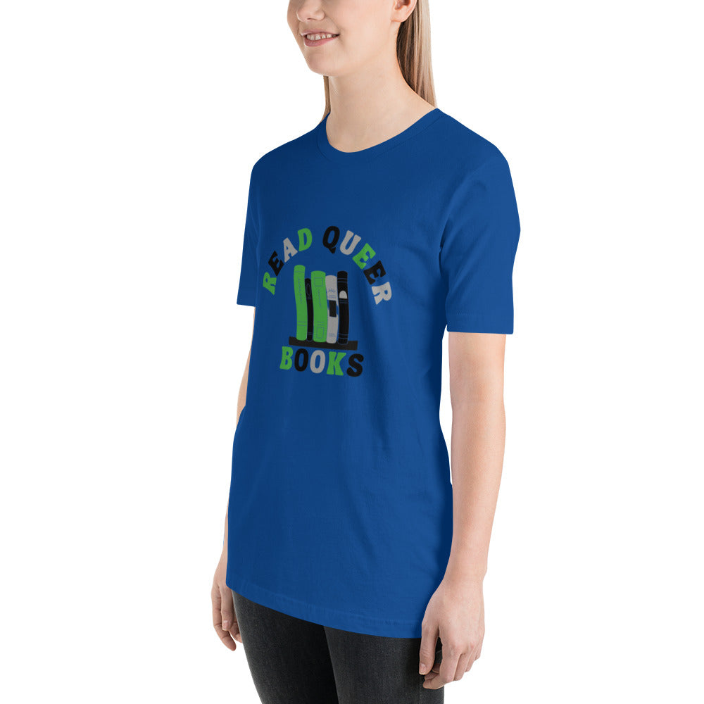 Read Queer Books Unisex T-Shirt (Aromantic Colors)