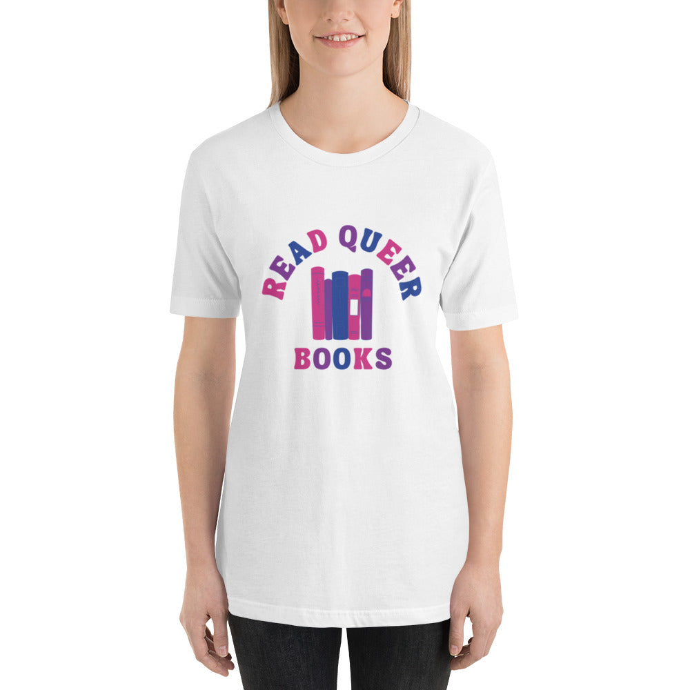 Read Queer Books Unisex T-Shirt (Bisexual Colors)