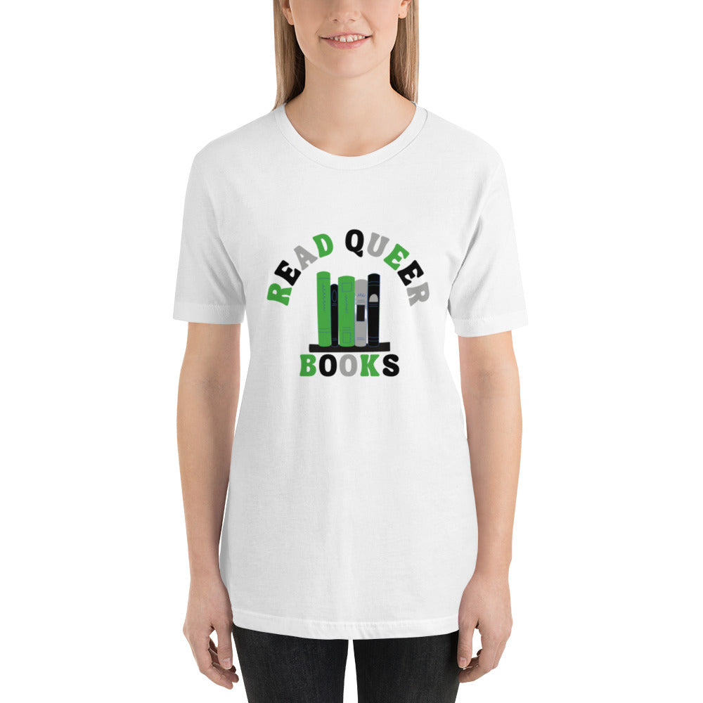 Read Queer Books Unisex T-Shirt (Aromantic Colors)