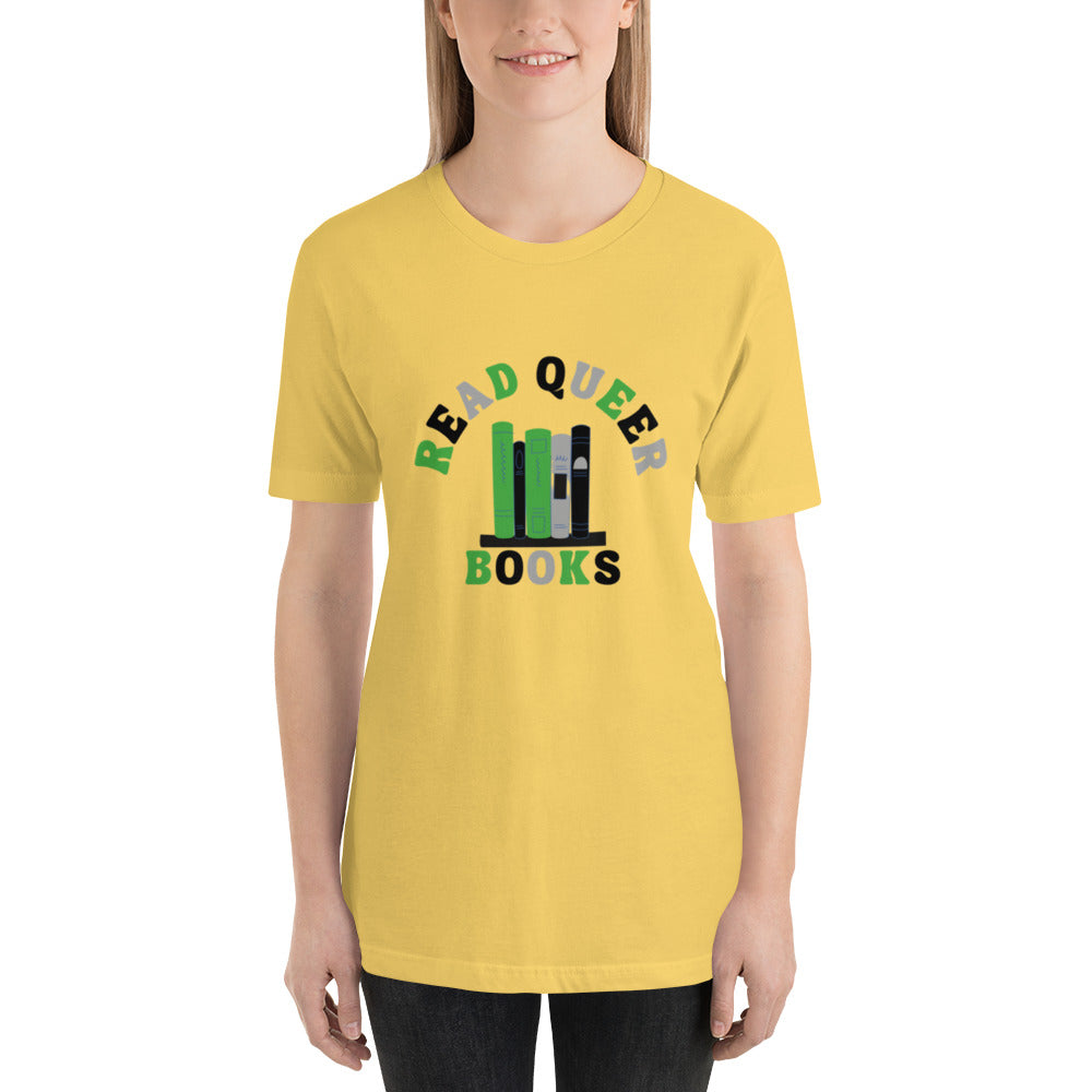 Read Queer Books Unisex T-Shirt (Aromantic Colors)