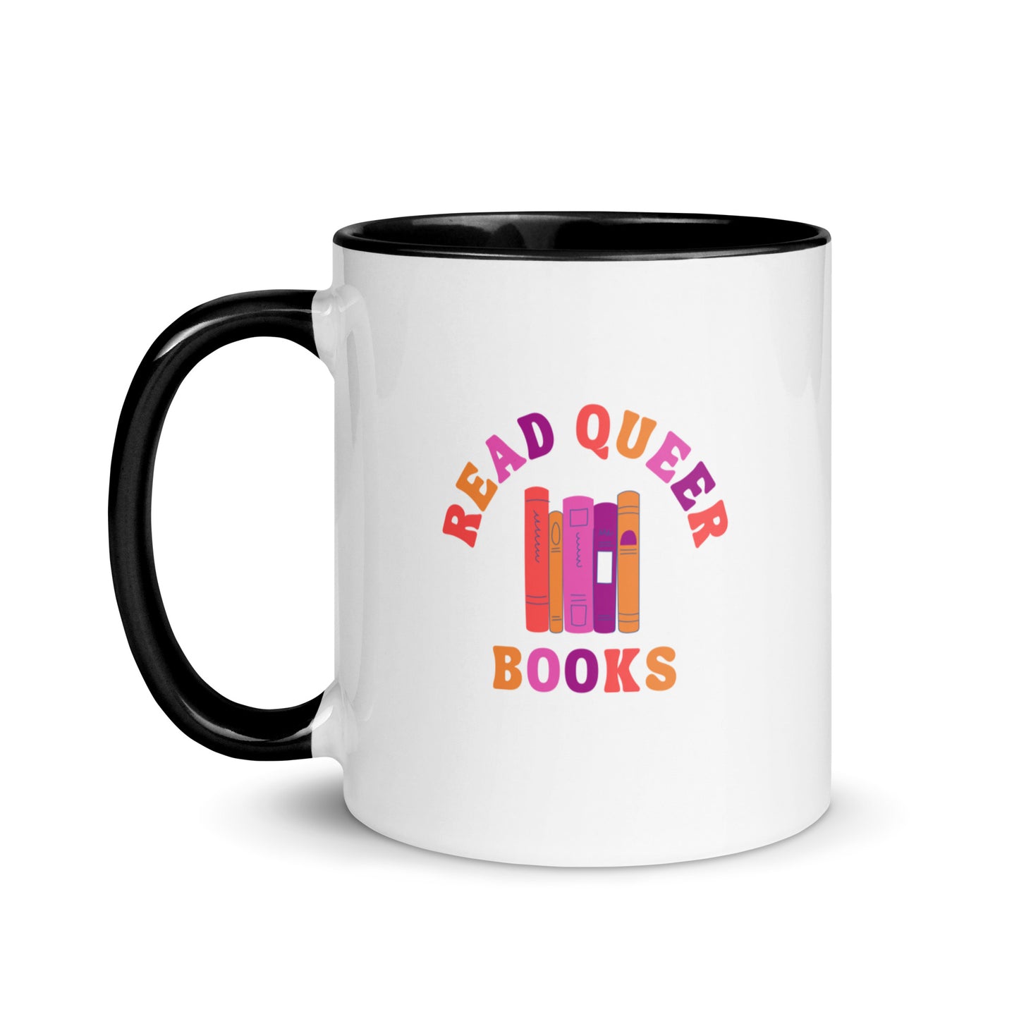 Read Queer Books (Lesbian Colors) Mug with Color Inside