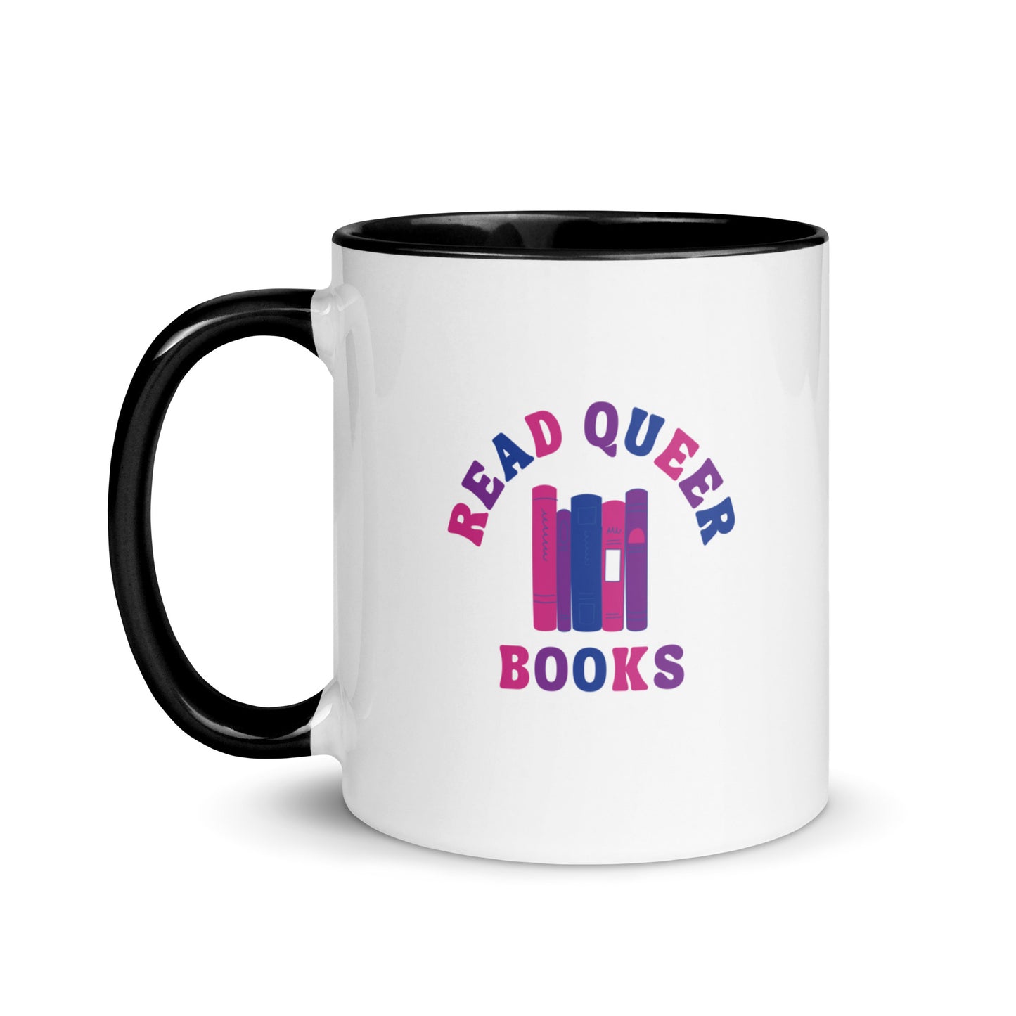 Read Queer Books (Bisexual Colors) Mug with Color Inside