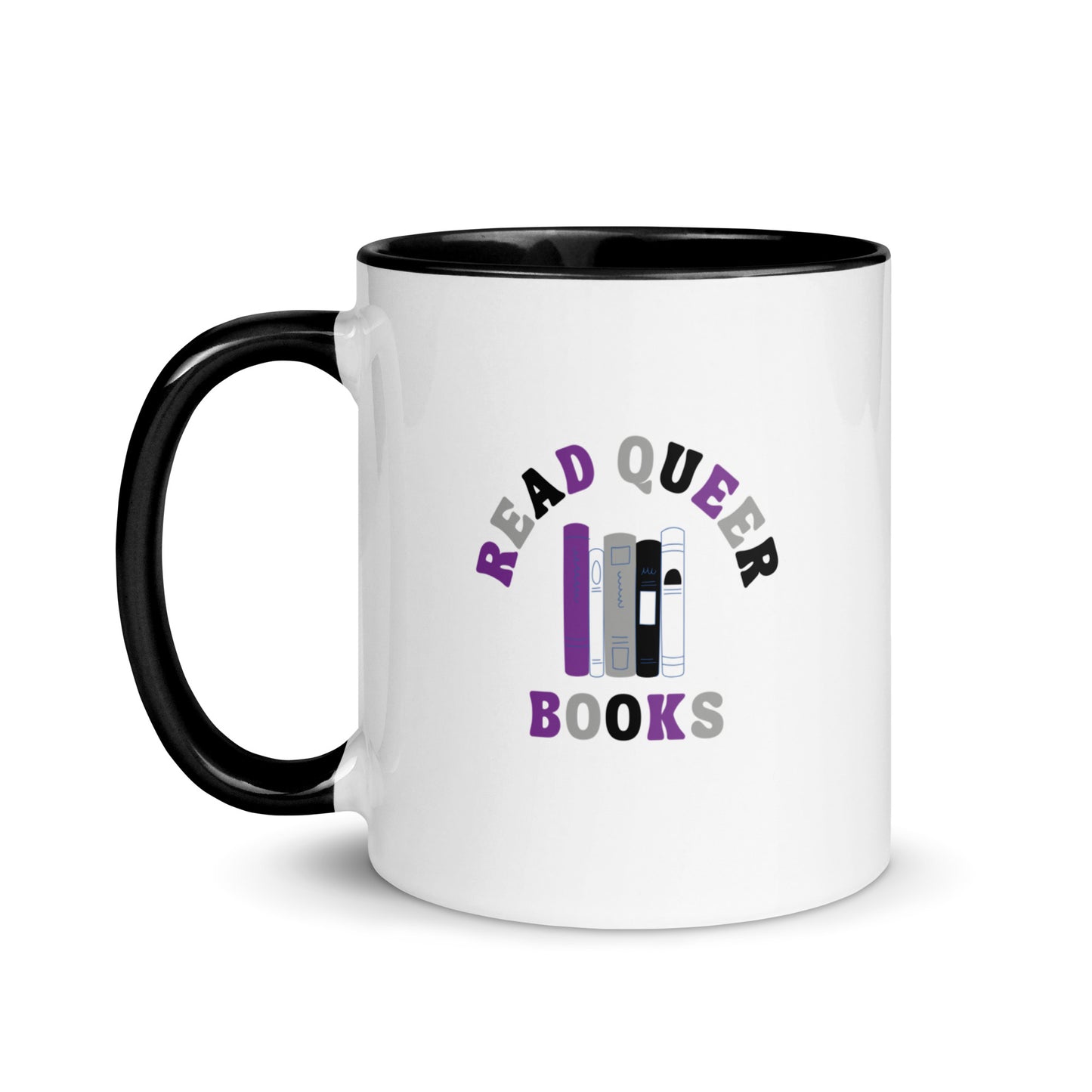 Read Queer Books (Asexual Colors) Mug with Color Inside