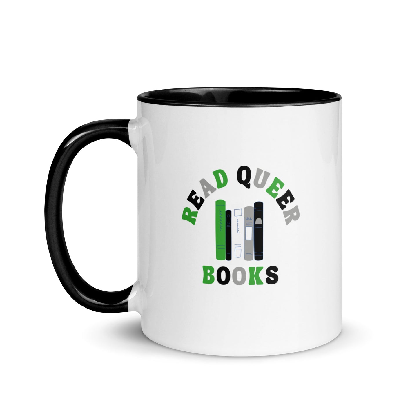 Read Queer Books (Aromantic Colors) Mug with Color Inside