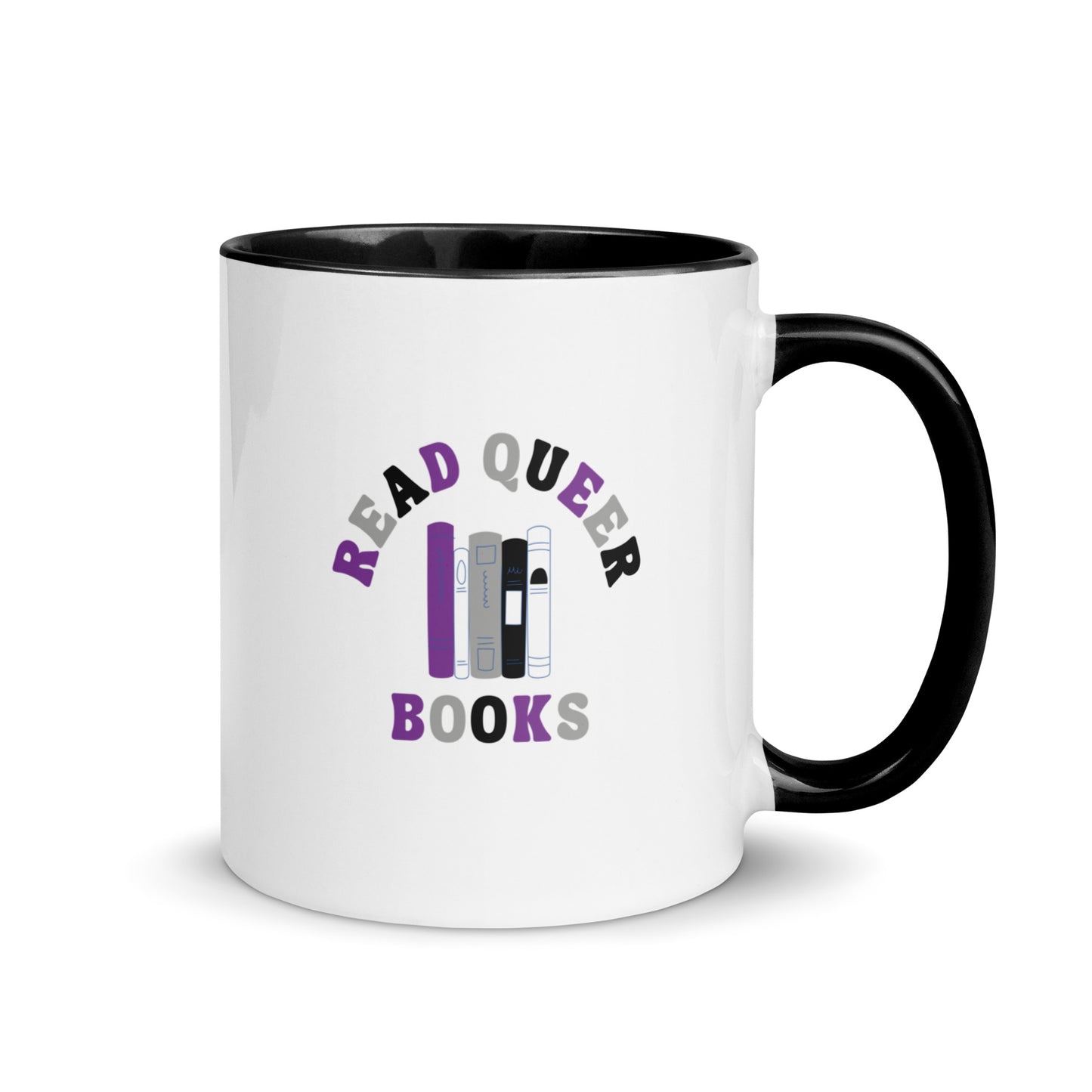 Read Queer Books (Asexual Colors) Mug with Color Inside