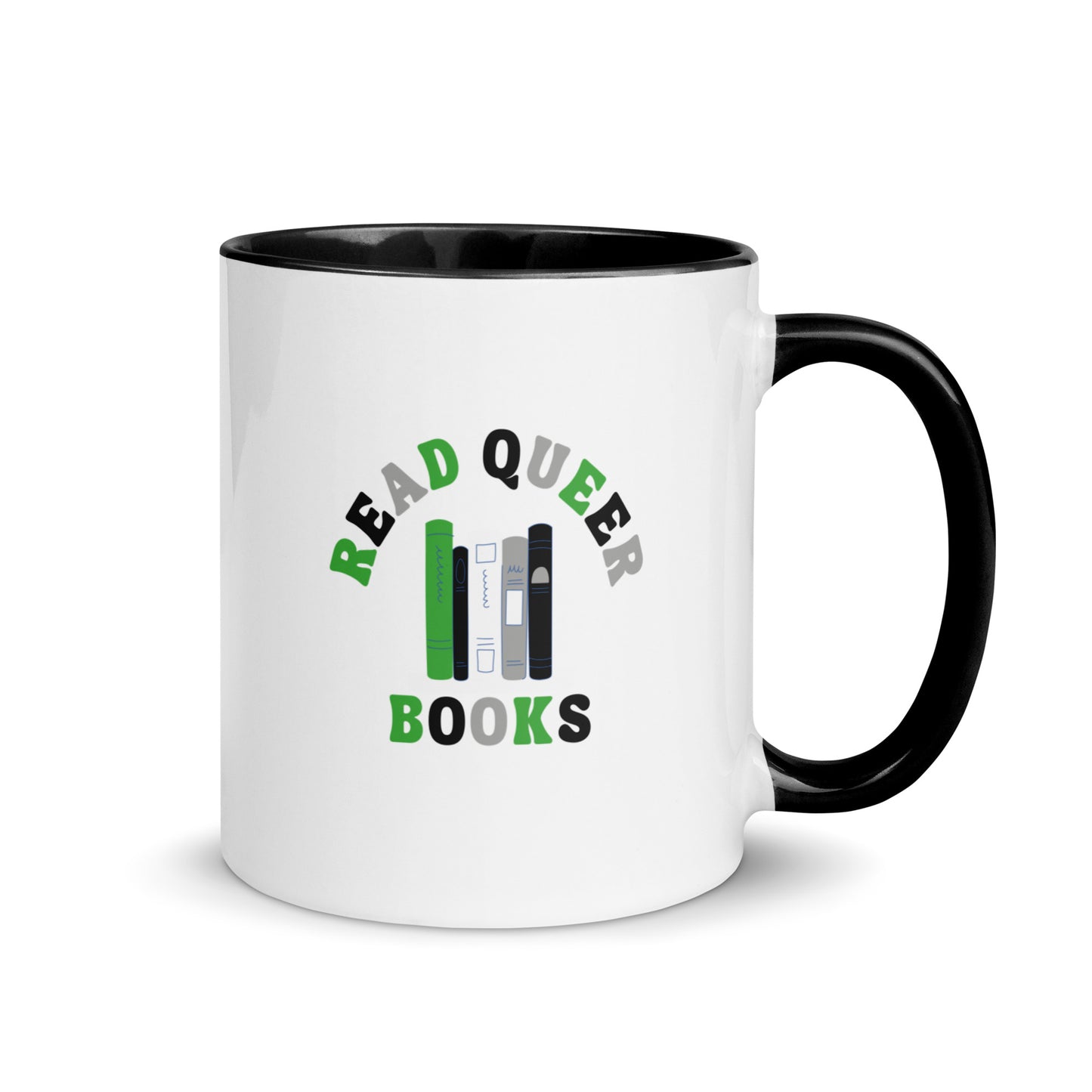 Read Queer Books (Aromantic Colors) Mug with Color Inside