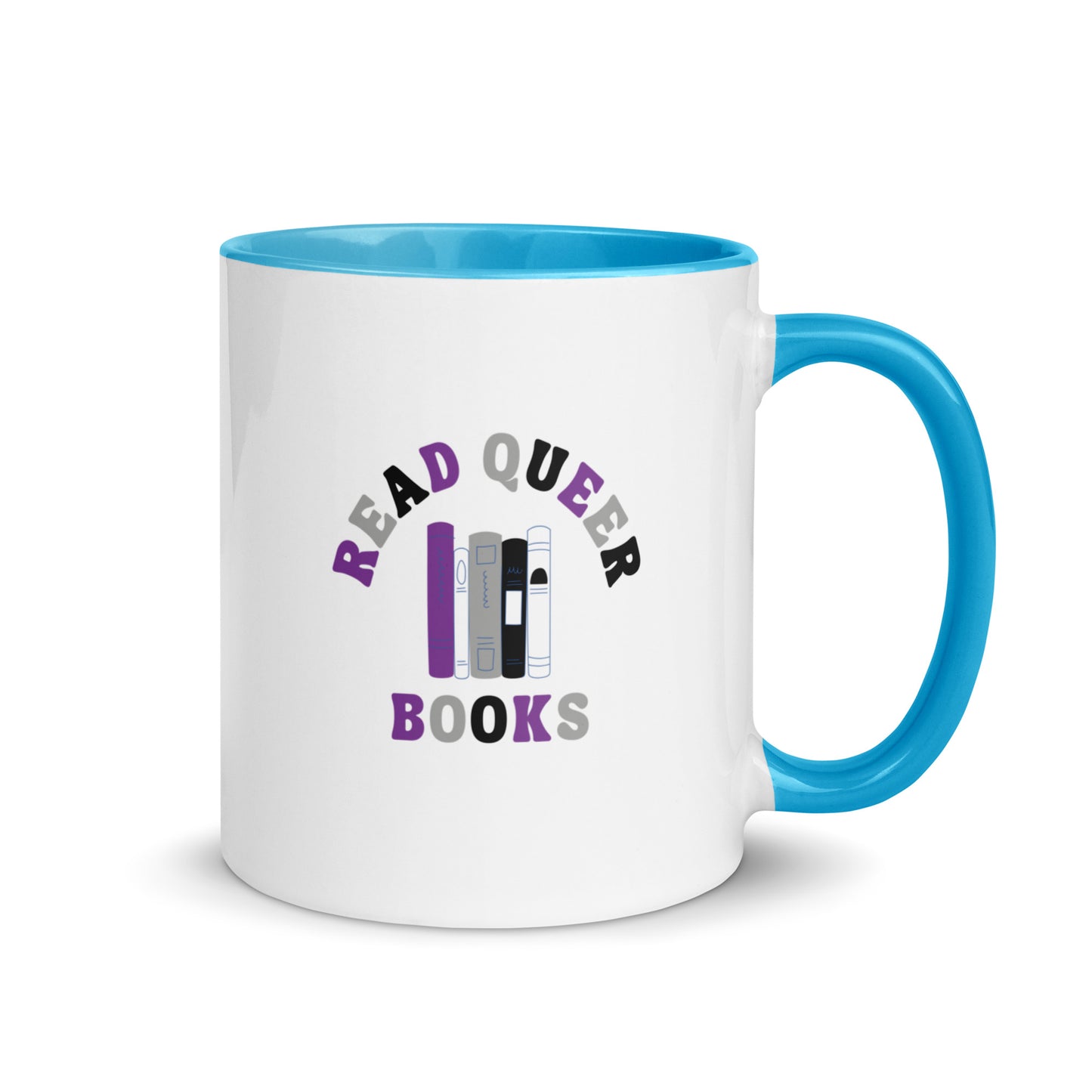 Read Queer Books (Asexual Colors) Mug with Color Inside