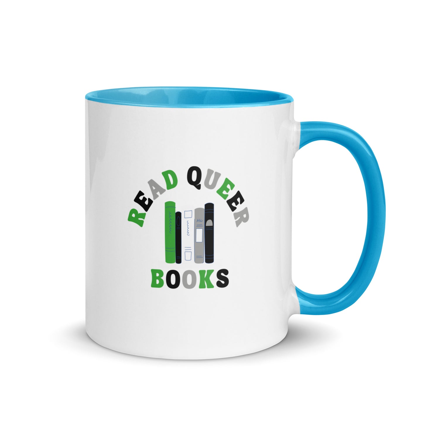 Read Queer Books (Aromantic Colors) Mug with Color Inside