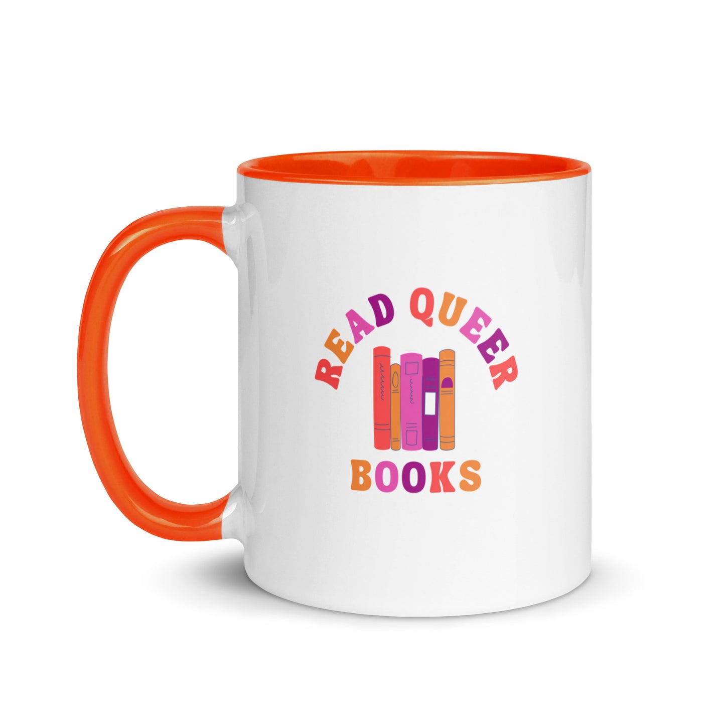 Read Queer Books (Lesbian Colors) Mug with Color Inside