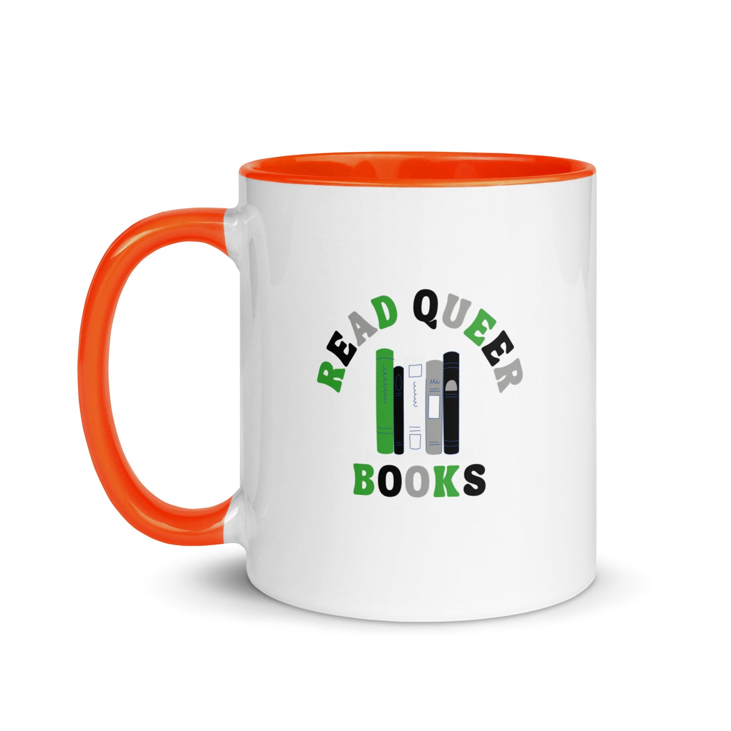 Read Queer Books (Aromantic Colors) Mug with Color Inside