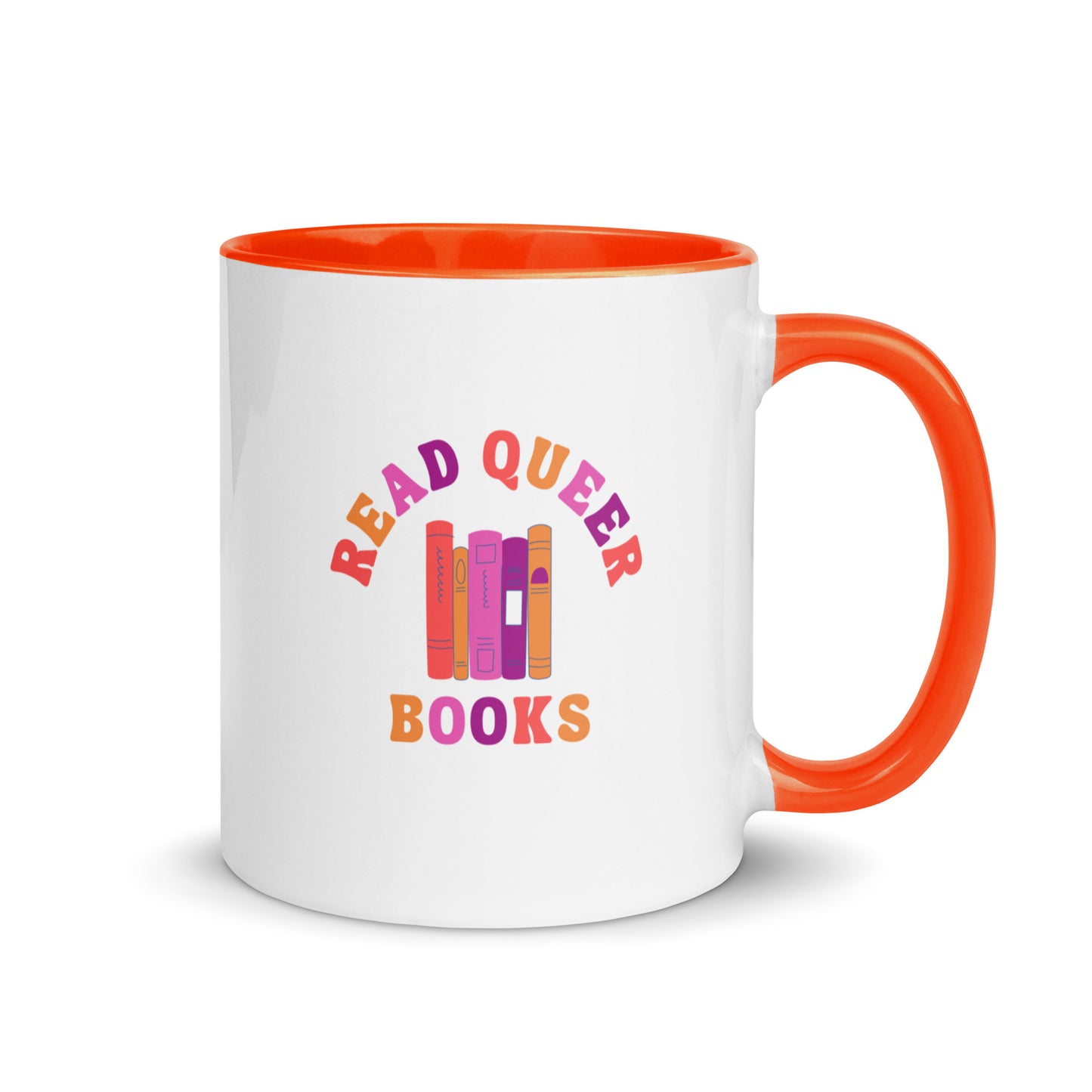 Read Queer Books (Lesbian Colors) Mug with Color Inside
