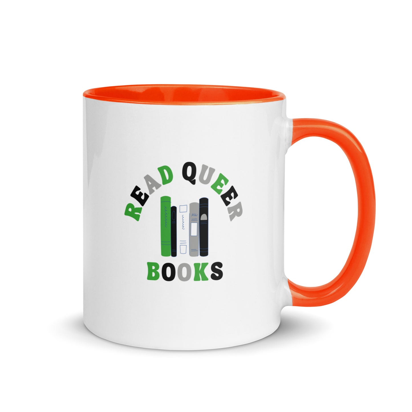Read Queer Books (Aromantic Colors) Mug with Color Inside