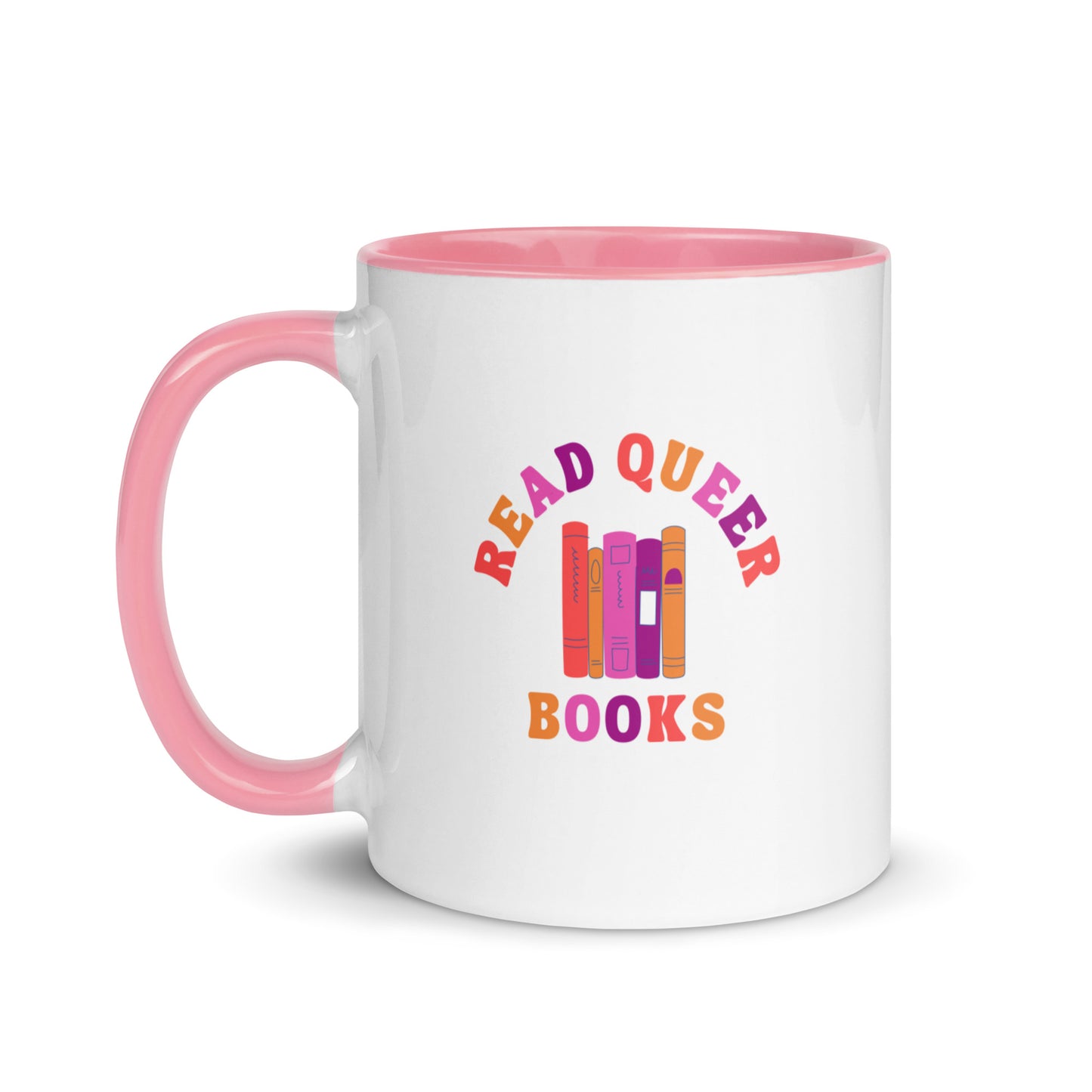 Read Queer Books (Lesbian Colors) Mug with Color Inside