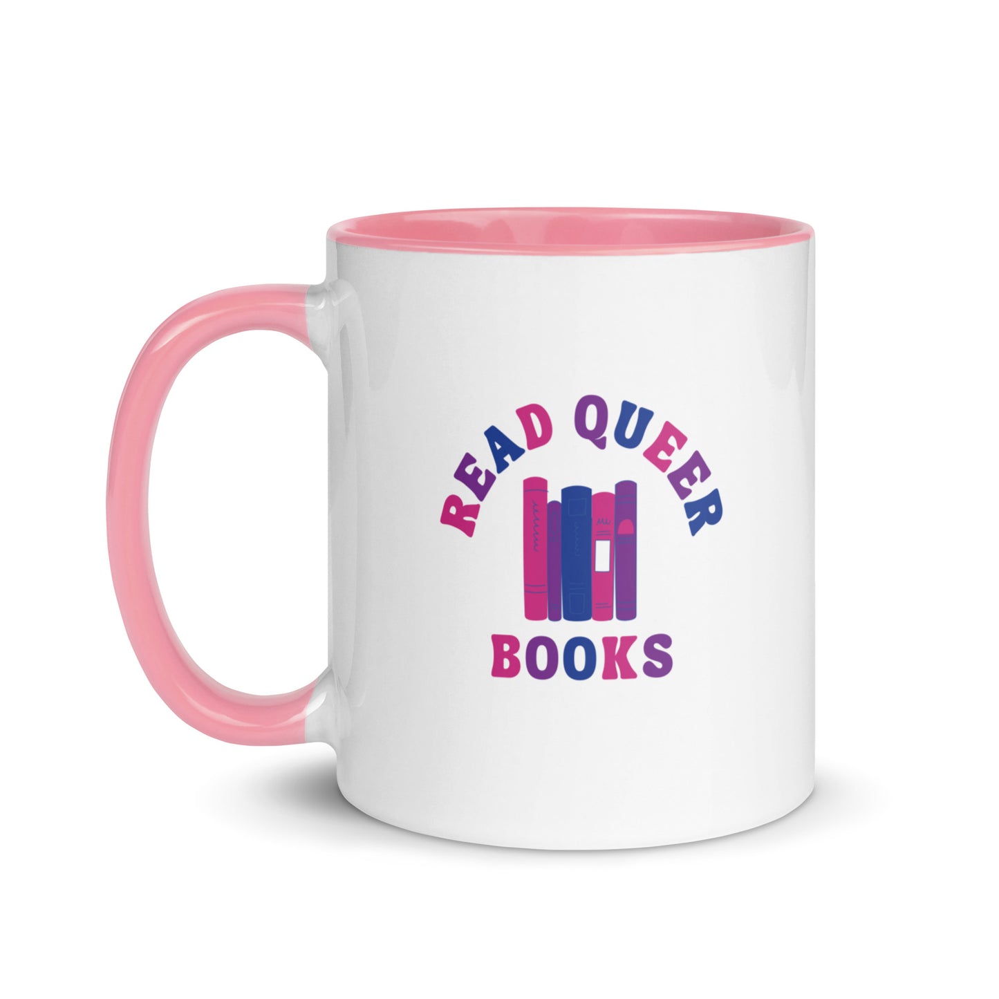 Read Queer Books (Bisexual Colors) Mug with Color Inside